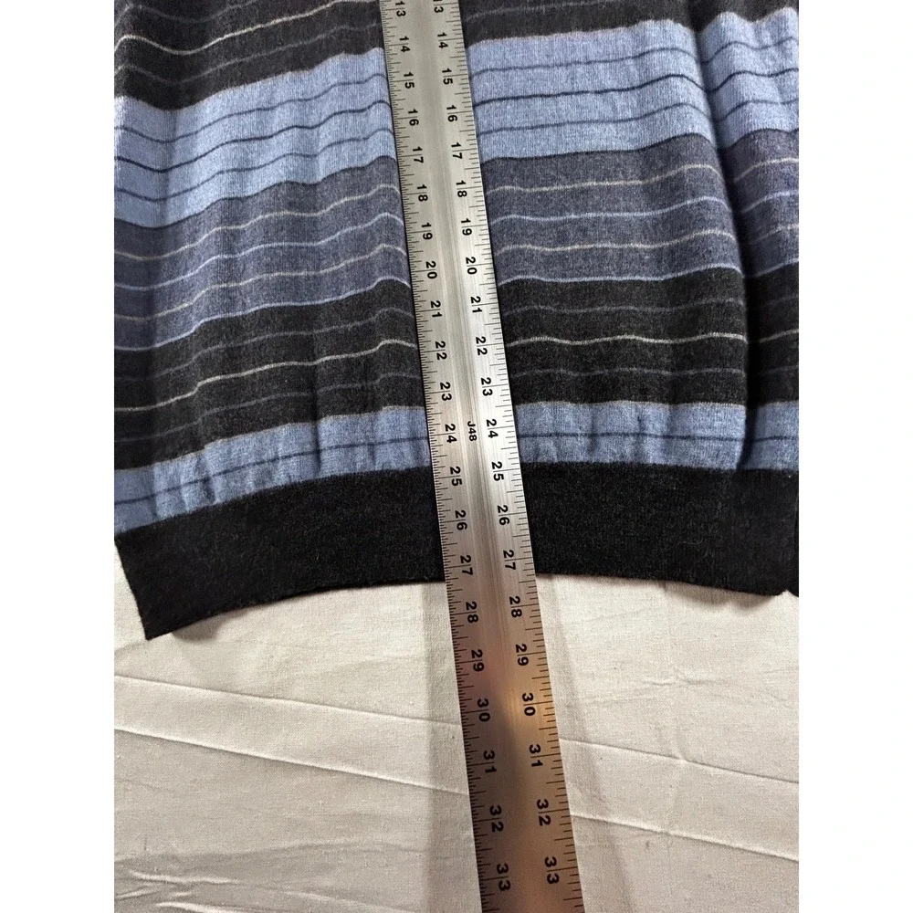 Banana Republic Mens Blue Striped‎ 100% Merino Wool Crewneck Sweater Large